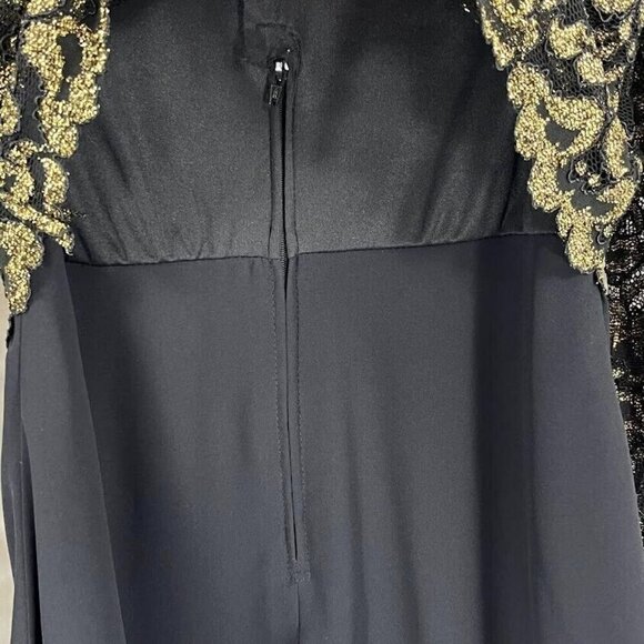 Night Way Collections Vintage Long Sleeve Gold Mesh Overlay Cocktail Party LBD 6 - Picture 4 of 6